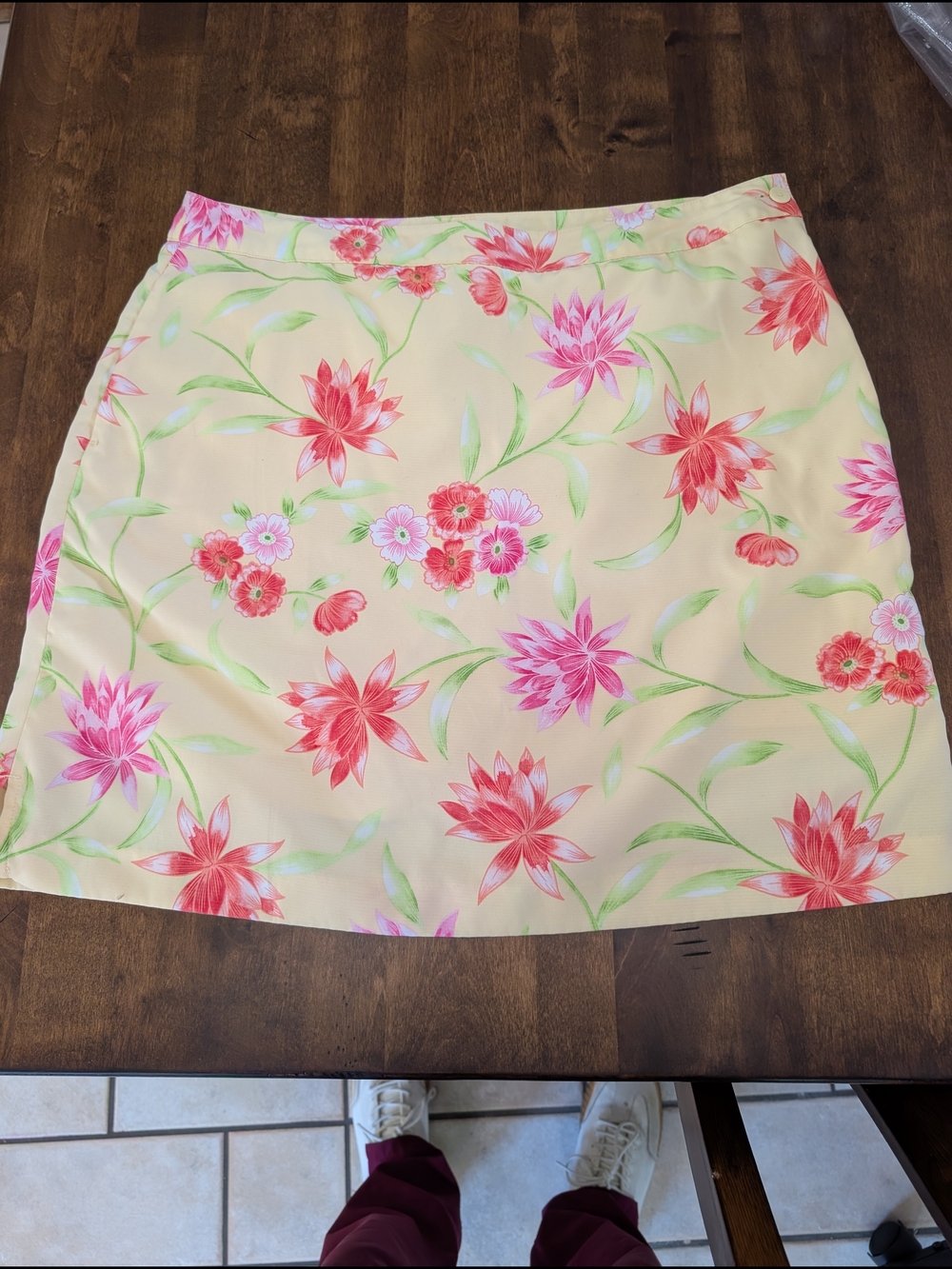 EP Pro Cream Mini Skirt with Pink & Coral Floral Print